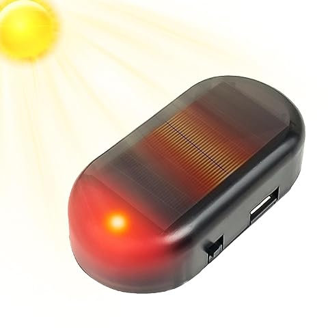 Solar Alarm Licht für Auto | Alarm Warnung Solar Power Lamp,Simulierte Auto Alarmanlage Sicherheit Licht Anti-Diebstahl mit USB-Anschluss für die meisten Autos, Autozubehör Baok