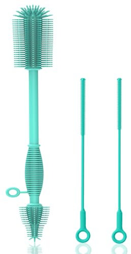 Raymeefa Bottle Brush and Straw Cleaner Set Silicone,Soft Baby Bottle Cleaner Brush,Bendable Straw Cleaning Brush,Long Handle Bottle Brushes for Cleaning,Flexible Straw Cleaner Brush Extra Long