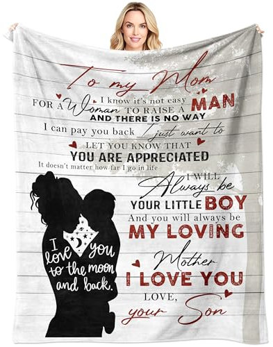 HSEFURNI Gifts for Mom Decke (weiß-mom, 152,4 x 127,7 cm)