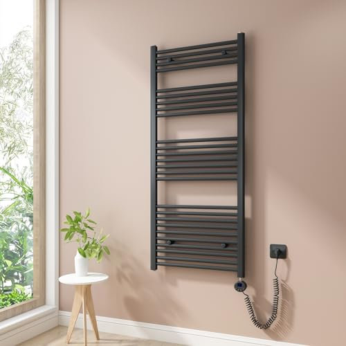 Heilmetz Badheizkörper Elektrisch 140x60cm Badheizkörper Elektrisch mit Thermostat+Timer-Funktion Gerade Handtuchheizkörper Anthrazit 661W