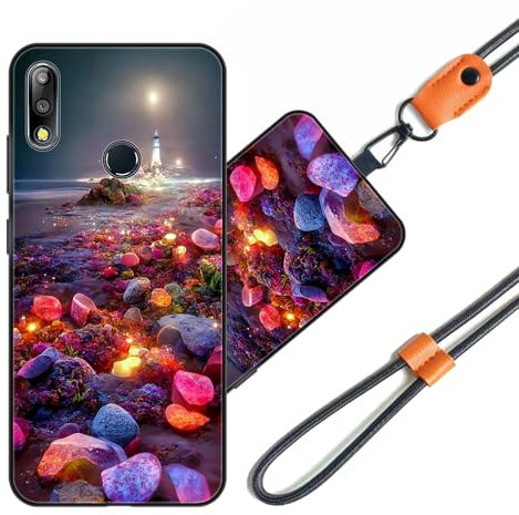 JEZSTHAI Custodia Compatibile con ASUS Zenfone Max Pro (M2) ZB631KL Cover in Silicone TPU Morbido con Cordino/Laccio Tracolla Cellulare,Antiurto AntiGraffio Protettiva Bumper Case con Motivi,A09