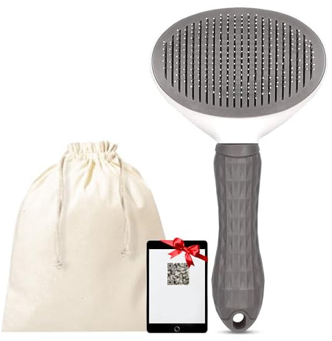 SALVAYRO® Cepillo para Perros y Gatos de Pelo Corto y Largo + Bolsa de Almacenamiento + Guía Digital | Ideal para Quitar Pelo Muerto y Desenredar | Peine para Mascotas Fácil de Usar.