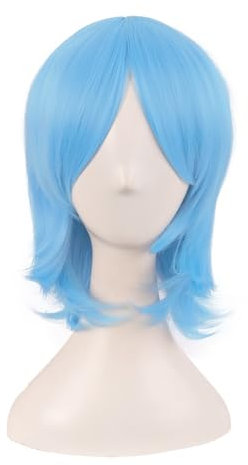 MapofBeauty 16 Pollic/40 cm Sintetico Fibra Shoulder Lunghezza Cosplay Corto Layered Parrucche (Azzurro)