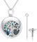 JFASHOP Baum des Lebens 925 Sterling Silber Opal Asche Schmetterling Urne Kette Memorial Cremation Lebensbaum Anhänger für Frauen Medaillon Asche Andenken (Abalone Shell)