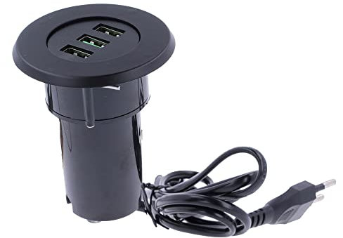 REY Cargador Multipuerto USB empotrable, Alta Velocidad 6A, Escritorios, Mesas