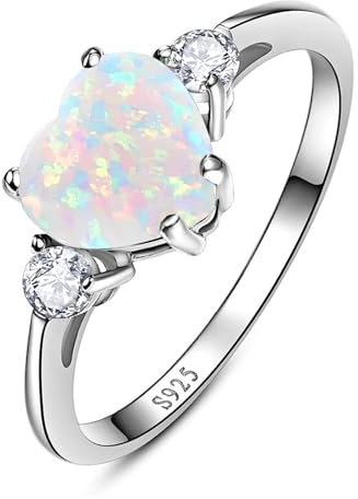 Yaresul 2,25 ct erstellter Opalring für Frauen, 925er Sterlingsilber, Opal-Herzring für Frauen, Versprechensring für Sie, Opal-Verlobungsring, Jahrestag, Valentinstag, Größe 54.4(17.3)