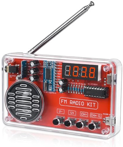 ICSTATION Portable FM Radio Kit, Soldering Project Radio FM 87-108MHz with Headphone Jack LED Display Automatic Station Search for High School Education Creative Soldering Project