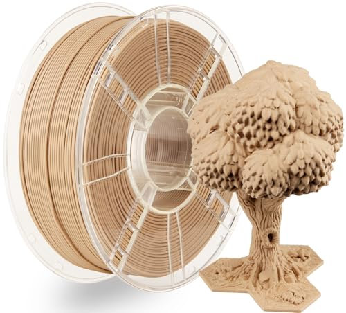 LVVJ3D Pla Filament 1.75 mm, 3D Drucker Filament PLA Natürliche Matte Holzstruktur, Weißeiche Holz Filament Maßgenauigkeit +/- 0,03 mm, 1 kg/Spule