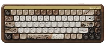 Akko Mechanical Gaming Keyboard, MU01 Mountain Seclusion 65% 68-Key RGB Hot-swappable Keyboard with Walnut Wooden Case, 2.4G Wireless/Bluetooth/Wired with PBT Dye-Sub Keycaps for Mac & Win