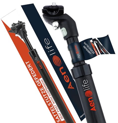 Aenolife Federgelagerte Sattelstütze 31,6 mm, verstellbare Federung für Stoßdämpfung, verbesserten Komfort und schmerzfreies Fahren