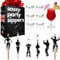 36 Pack Hen Party Naughty Paper Straws - Hen Do/Bachelorette Party Decorations with 6 Fun Dancer Poses, 20cm Rose Gold Straws for Bridal Shower, Girls Night Out, Safe Biodegradable Drink Accessories
