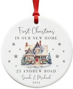 Personalised First Christmas In New Home 2025 Christmas Ornament, New House Christmas Tree Decoration, New Apartment Flat Ceramic Xmas Gift