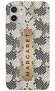 Tirita Personalised Phone Case Compatible with iPhone 13 Mini, Animal Print Wild Animals - Snake Camo Grey Shades