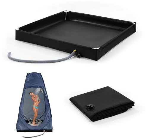 MABOZOO Faltbare Duschbasis, 104,1 x 104,1 x 12,7 cm, langlebige Outdoor-Duschpfanne mit Abfluss, tragbares faltbares Duschbecken, Duschzelt, Markisenbasis für Camp, temporäre Dusche