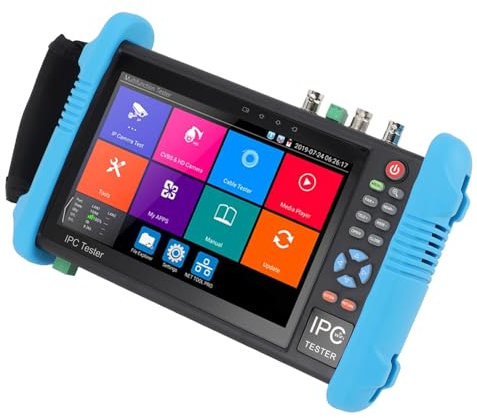 CCTV Tester IPS Touch Screen Monitor for CCTV Cameras for AHD TVI CVI Cameras Compatible with VGA Input UTP Testing (UK Plug 100‑240v)