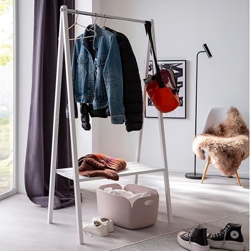 Bubema Skadi - Standgarderobe aus massivem Fichtenholz, weiß lackiert