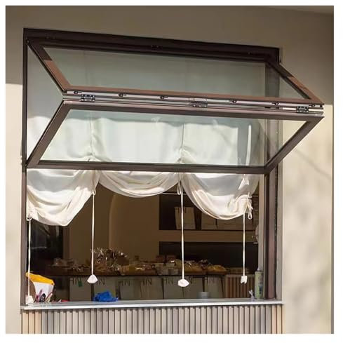 Finestra di servizio per camion di cibo, 80 x 60 cm, in vetro temperato per unità di catering mobile, capannone, finestra di montaggio da incasso per finestra