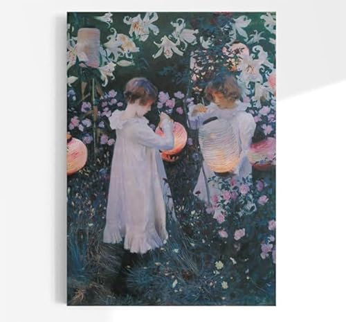 YPZCKXNLF Nelke, Lilie, Rose, Amerikanisches Impressionismus-Gemälde, Vintage-Druck Mit Kleinen Kindern, Wandkunst, Poster, Heimdekoration, 40 X 60 Cm, Rahmenlos