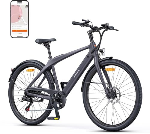 ENGWE Bici Elettrica da Uomo con Batteria da 36V 10Ah, Bici Elettrica con supporto di coppia, cambio a 7 velocità con APP e Bluetooth, motore a rotore interno fino a 100km (Grigio)