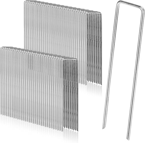50 Stück Anti-ROST Erdanker für Unkrautvlies，Verzinkt Anti-Rost Erdanker aus Stahldraht ，Camping Erdnägel Boden Zelt Haken Stabil Befestigungshaken ，200mm lang, 40mm breit，Ø 2,5mm