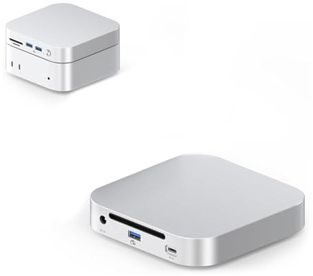 Für Mac M4 Dock, Aluminiumstand HDMI Hub Für M4 & M4 Pro mit 10 Gbit/S USB-A*3, SD/TF*2, M.2SSD*2; 40 Gbit/S Dual PCIe 4.0 M.2 Slot (EU-Stecker)