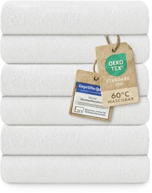 Blumtal Premium Frottier Handtücher Set 6 teilig100% Baumwolle - Oeko-TEX zertifiziertes Towel 6X (50x100 cm) - Ultra saugstarkes Frottiertücher Set waschbar °60 - Handtücher Weiß
