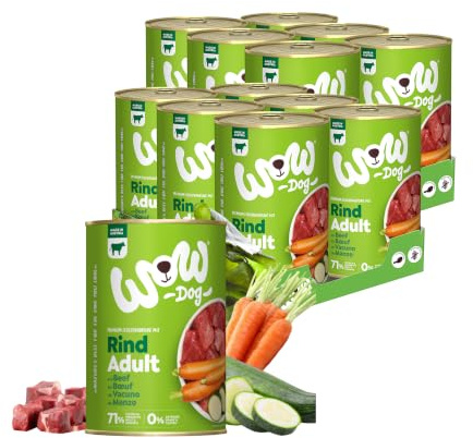 WOW Dog Hunde-Nassfutter mit Rind 12 x 400g | ohne Getreide & Zucker