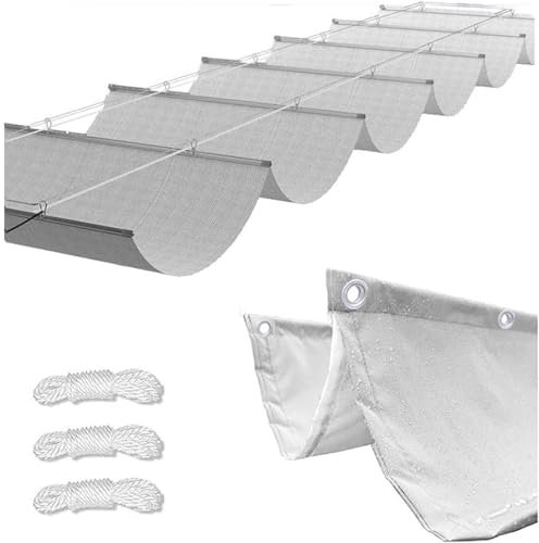 Toldo Vela Sombra Retráctil Ondulada Impermeable Rectangular - con Ojales y Cuerdas, Protección UV para Exterior Jardín Terraza Patio Balcón (Light Gray,0.5×6m(BxL))
