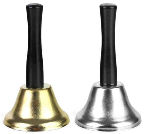 Weihnachtsglocke,Nikolausglocke,2 PCS Weihnachtsmann Glocke,Metall Glocken mit Holzgriff,Weihnachtmannkostüm Accessoire,für ältere Weihnachten,Abendessen,Service