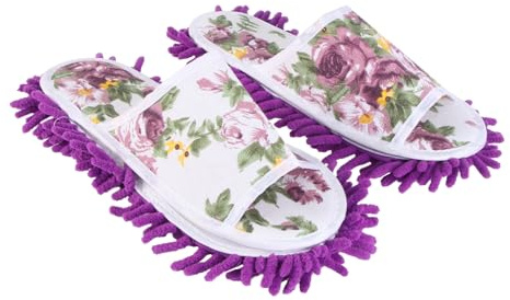 ROMISBABA de Nettoyage Lavables Microfibre avec Semelle Détachable Pantoufles Silencieuses pour Balai et Lavage de Sol et Réutilisables pour Maison