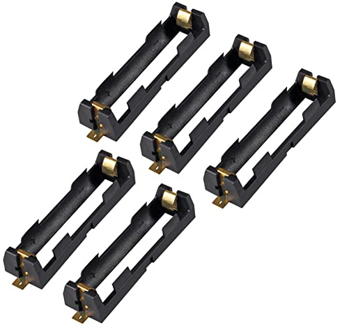 AOICRIE 5pcs 18650 Battery Holder 1 Slot 3.7V 18650 Battery Clip Holder Box Storage Case with Soldering Pin Copper Contacts for 18650 DIY Charging Power Supply, Electronics Accessories