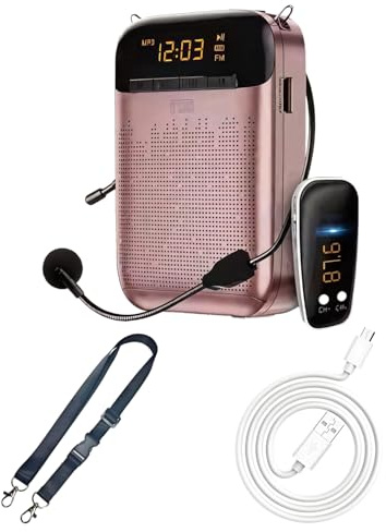 Amplificateur de voix sans fil et filaire pour enseignants, microphone 5.0, autonomie de la batterie de 12 heures, couverture de 1000 m², design portable en noir et or