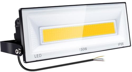 CREATESTAR 150W Fluter Scheinwerfer Warmweiss,14750LM,3000K LED Strahler Außen, IP66 Wasserdicht Fluter Scheinwerfer Warmweiß Geeignet für Garten, Garage, Haus, Terrasse
