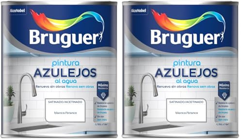 Bruguer Esmalte Azulejos al Agua Satinado Blanco 750ml (Paquete de 2)