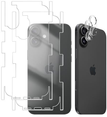 KeHowy Rückseite Schutzfolie für iPhone 16 5G, [2+2 Stück] TPU Hinten Schutzfolie + Kameraschutz für Panzerglas, Schützende Grenze, Anti-Kratzer Vollabdeckung Zurück Folie für iPhone 16 5G