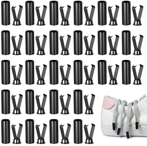 40 STK Schwarz Kordelenden Metall Kordelstopper Legierung Schnürsenkel Endkappen, Qualitätslegierungen Rope Laces Kordelenden Ersatzköpfe Für Hoodie Hosen Schnürsenkel Tasche DIY Seile