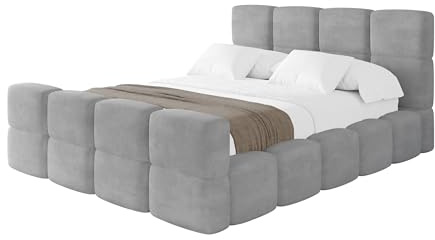 ALTDECOR Polsterbett mit Bettkasten und Lattenrost, Bett mit Matratze H3/H4, Kopfteil, Boxbett, Doppelbett mit Stauraum - NATA-Z 120x200 Grau