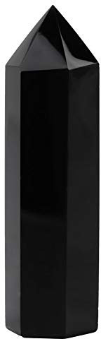 1 hexagonale en Cristal de Quartz Naturel d'obsidienne Noire