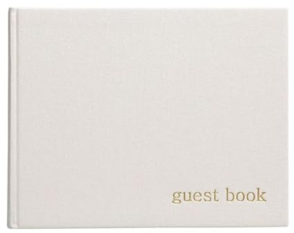 Pearhead Baby Shower Guest Book, Gender Neutral, Ivory Linen with Gold Print