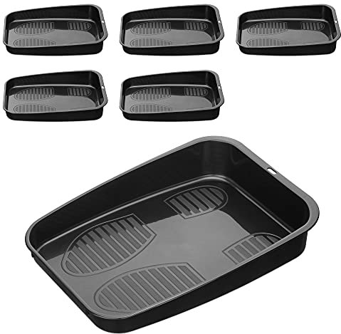 Navaris Set de 6 bandejas para Zapatos - Base para secar Zapatos de 32.7 x 23.6 x 6 CM - Bandeja de Goteo escurridora - con Borde Elevado y apilables