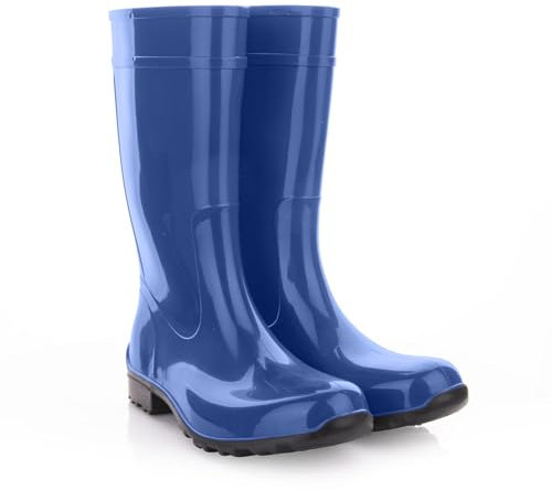 Lemigo Stivali di gomma da donna Impermeabili Stivali alti da pioggia Scarpe da giardino 967 Ilse (Blu, Sistema Taglie Calzature EU, Adulto, Numero, Media, 37)