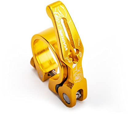LUOSHUO Sattelklemme MTB Faltenrad Quick Release Sattelstütze-Klammer Ultraleicht Fahrradsitzpfostenhalterung 31.8/34.9mm Fahrradteile Sattelkloben (Color : 31.8mm Gold)
