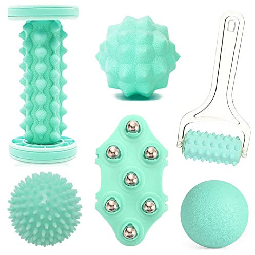Fußmassage Set 6 in 1- Muskel Roller,Tragbare Rollerball Massager, Fußmassage Balls, igelbälle - Schmerzlinderung für Hacken & Fußgewölbe,Stressreduzierung und Entspannung durch Triggerpunkt
