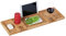 Relaxdays Badewannenablage Bambus, 73,5 cm breit, Badewannenbrett mit Glas- & Tablethalter, Badewannentablett, Natur