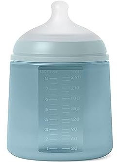 Suavinex, Flasche mit Silikonflasche, 240 ml, mit physiologischem Sauger SX Pro aus Silikon, mit Anti-Colic-Ventil, mittlere Durchflussmenge (M), für Babys + 3 Monate, Colour Essence, Senf