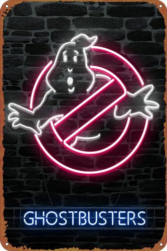 Ghostbusters Neon Lights Neon Collection Filmposter Retro Metallschild Vintage Blechschild für Cafe Bar Home Wanddekoration 30,5 x 20,3 cm