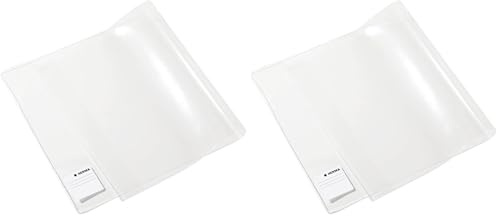 HERMA 14267 Buchumschlag 26,7 x 54 cm Basic, Buchhülle mit Beschriftungsetikett & Kantenschutz aus abwischbarer Polypropylen-Folie, Buchschoner für Schulbücher, transparent (Packung mit 2)