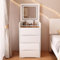Postazione Trucco con luci e sgabello, Moderna Copertura Multifunzionale Piccola Unità Vanity Toeletta,Tavolo Da Trucco Con Cassetto，Specchio LED A 3 Colori E Sgabelli (48cm,White)