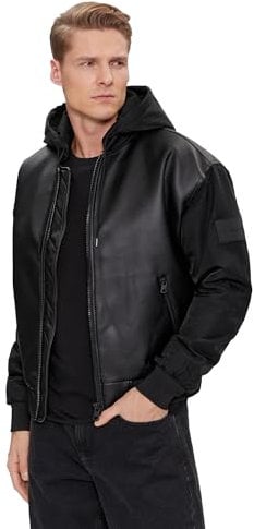 Calvin Klein Jeans Blouson homme faux cuir bomber j30j324597, Noir , XXL
