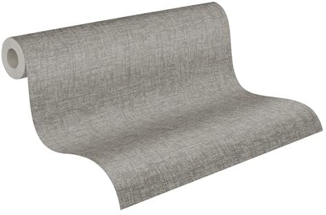 A.S. Création Smart Surfaces Einfarbige Vliestapete in Textiloptik 10,05 m x 0,53 m - Grau, Dunkelgrau - einfarbige Wandtapete für verschiedene Räume Made in Germany - 395644